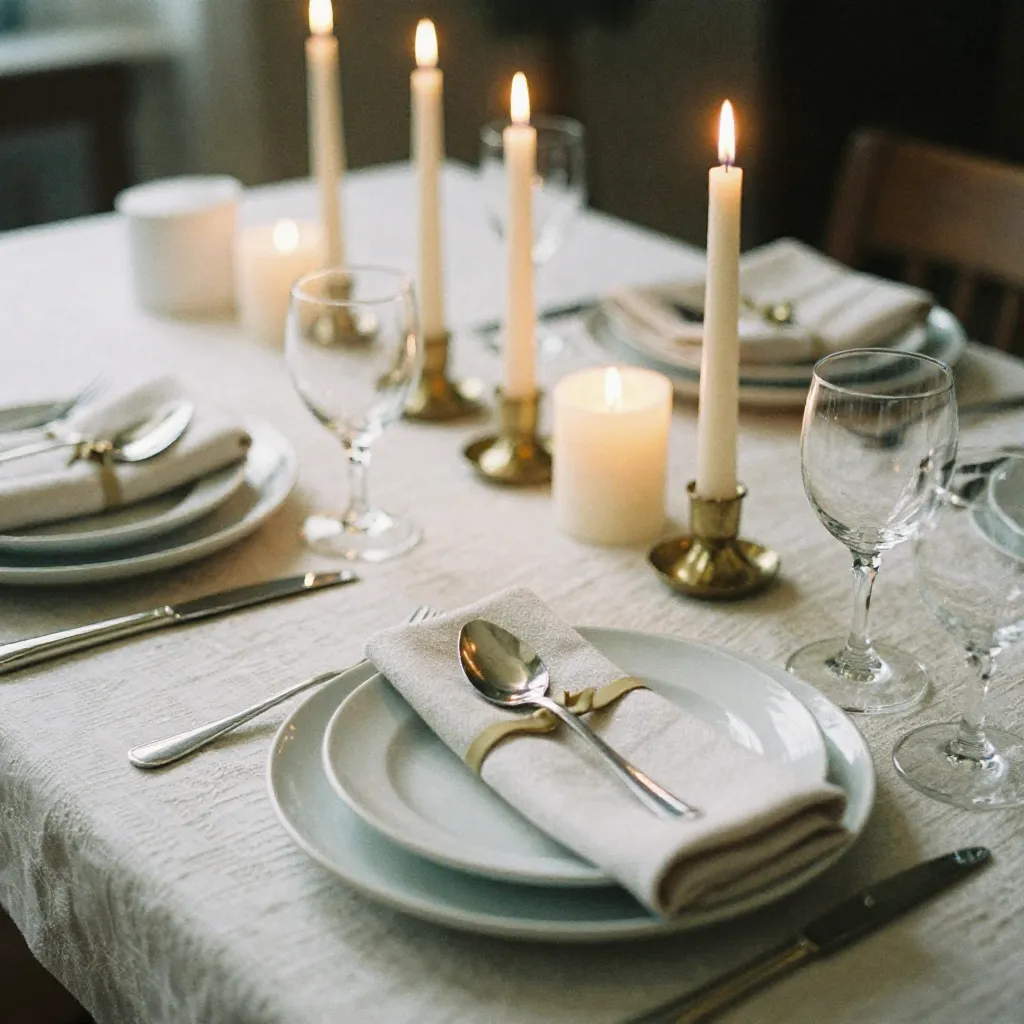 Curated table setting with artistic arrangement